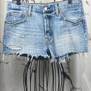 Levi's 501 Denim Jeans Shorts Cutoffs High-Rise Light Wash Button Fly Raw Hem